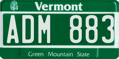 VT license plate ADM883