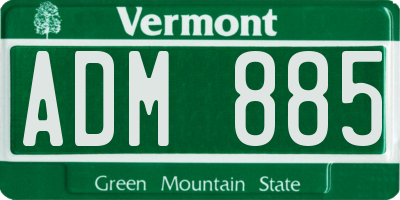 VT license plate ADM885