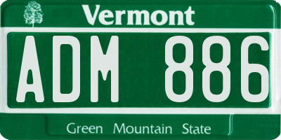 VT license plate ADM886