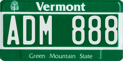 VT license plate ADM888