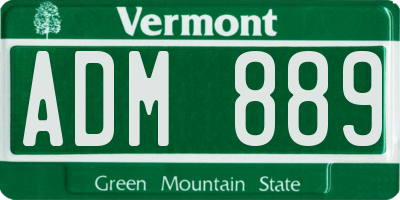 VT license plate ADM889