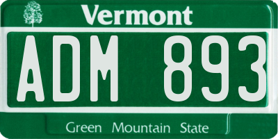 VT license plate ADM893