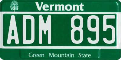VT license plate ADM895