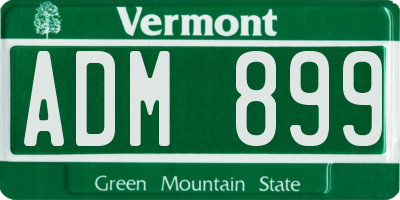 VT license plate ADM899