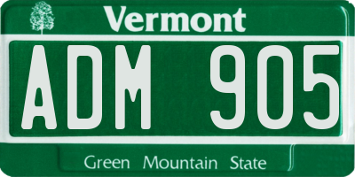 VT license plate ADM905