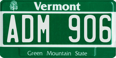 VT license plate ADM906