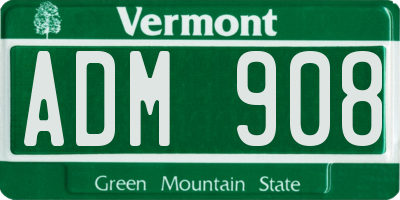 VT license plate ADM908