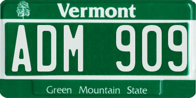 VT license plate ADM909