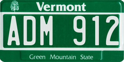 VT license plate ADM912
