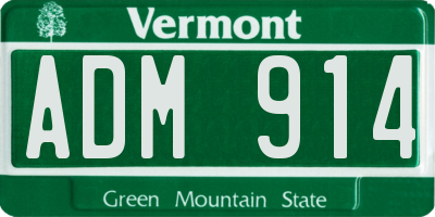 VT license plate ADM914