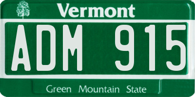VT license plate ADM915