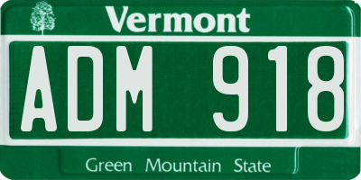 VT license plate ADM918