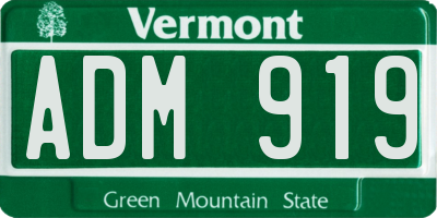 VT license plate ADM919