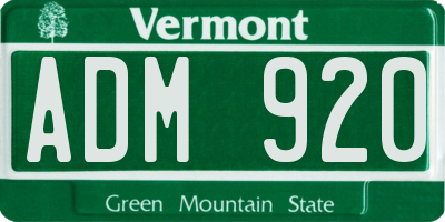 VT license plate ADM920
