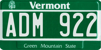 VT license plate ADM922