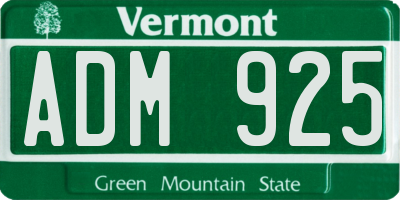 VT license plate ADM925
