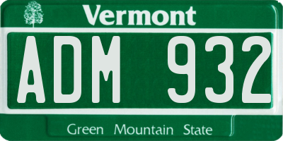 VT license plate ADM932