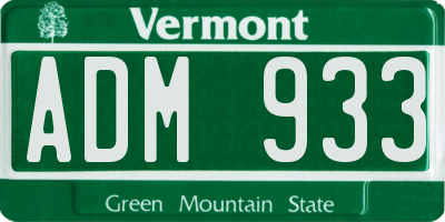 VT license plate ADM933