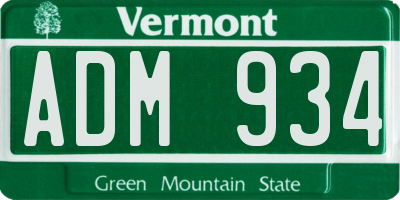 VT license plate ADM934