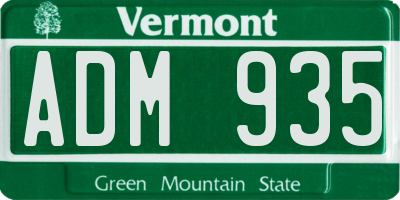 VT license plate ADM935