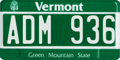 VT license plate ADM936