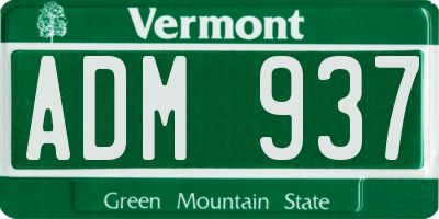 VT license plate ADM937