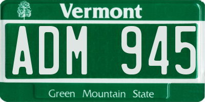 VT license plate ADM945