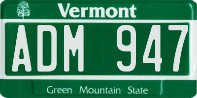 VT license plate ADM947