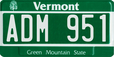 VT license plate ADM951
