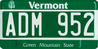 VT license plate ADM952