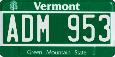 VT license plate ADM953