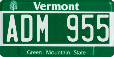 VT license plate ADM955