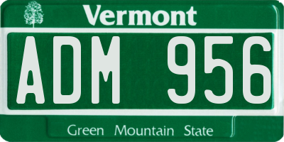 VT license plate ADM956