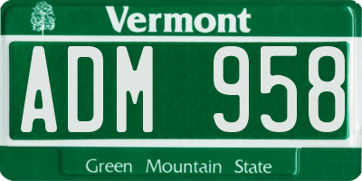VT license plate ADM958