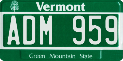 VT license plate ADM959