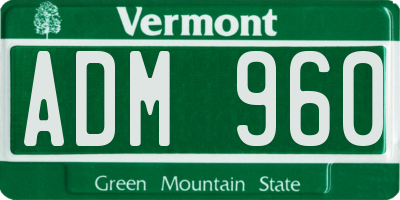 VT license plate ADM960