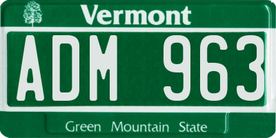 VT license plate ADM963