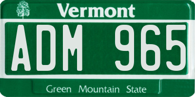 VT license plate ADM965