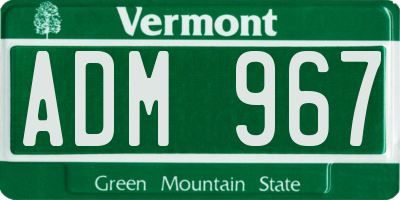 VT license plate ADM967