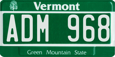 VT license plate ADM968