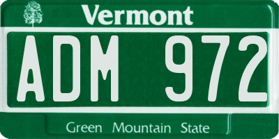 VT license plate ADM972