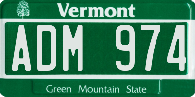 VT license plate ADM974
