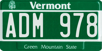 VT license plate ADM978