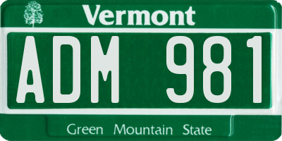 VT license plate ADM981