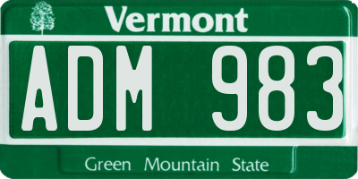 VT license plate ADM983