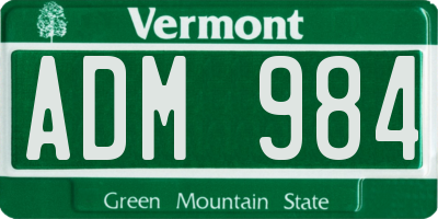VT license plate ADM984