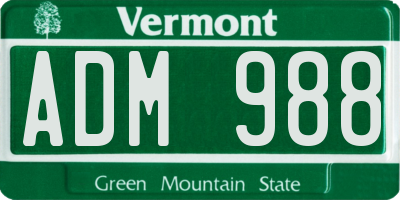 VT license plate ADM988