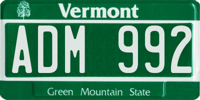 VT license plate ADM992