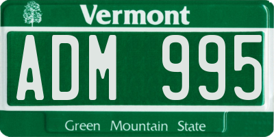 VT license plate ADM995