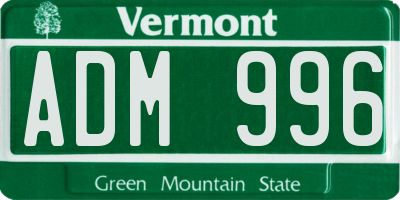 VT license plate ADM996